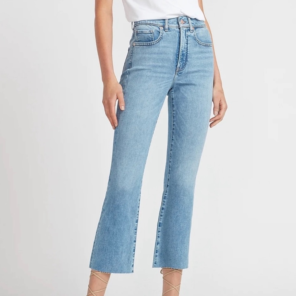 Cropped flare high rise jeans
